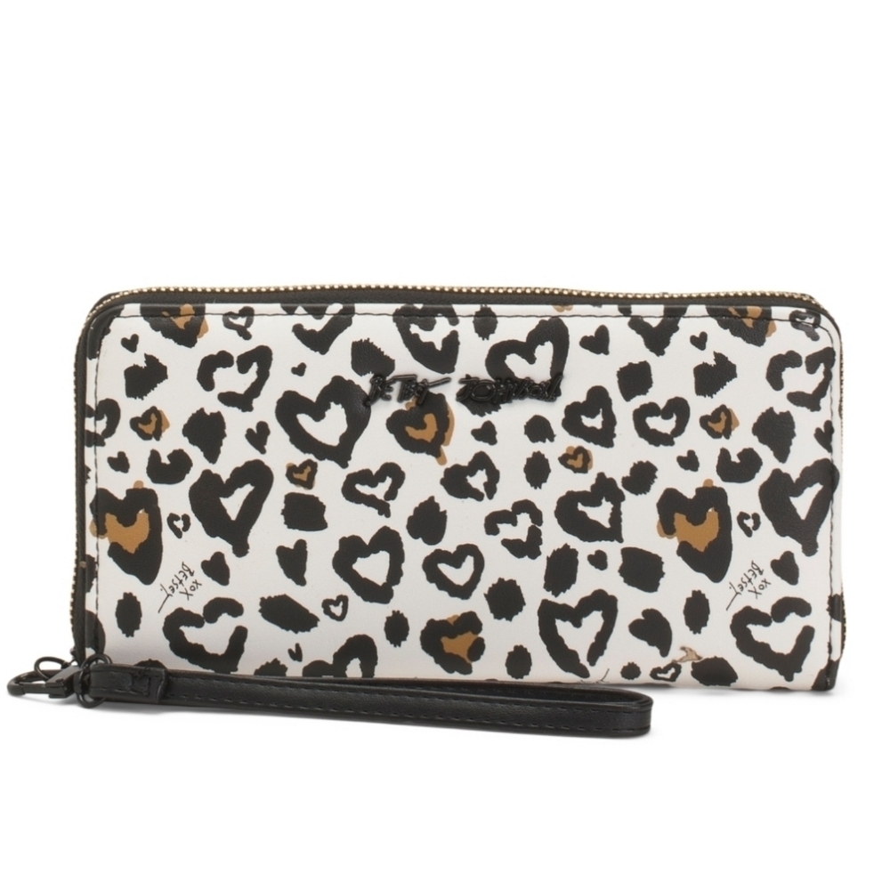 ๐คโช๏ธBetsey Johnsonโช๏ธLeopard Heart Print Wallet Wristlet XOZIPP-P